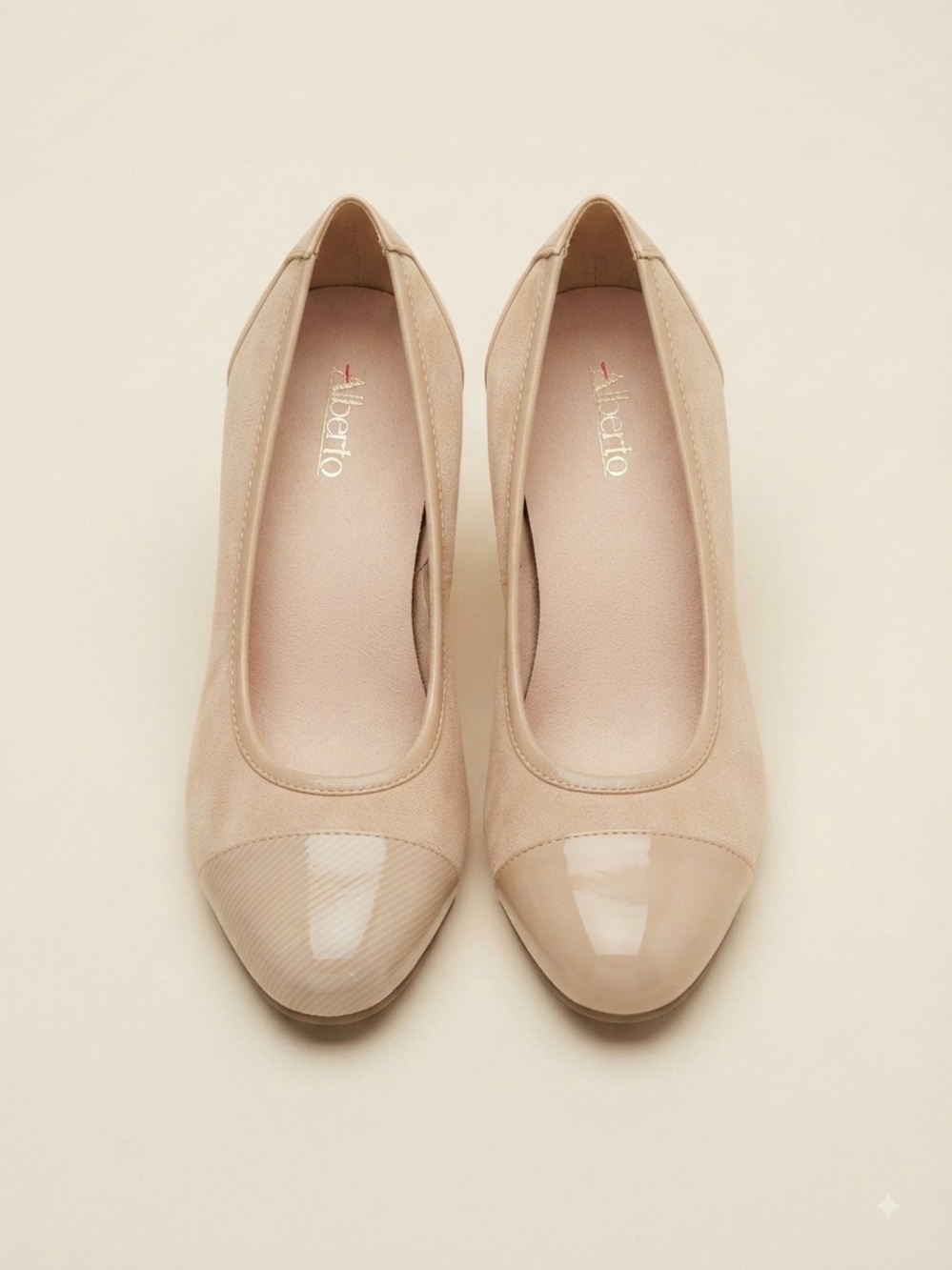 Alberto Nude Patent Cap-Toe Suede Women's Office Pumps Size eu 41 us 10